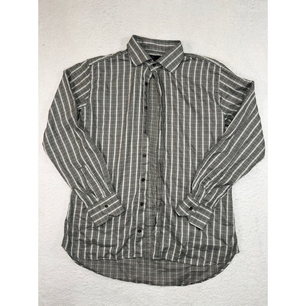 Etro Milano Mens Black White Patterned Button Down Shirt Made in Italy Size XL